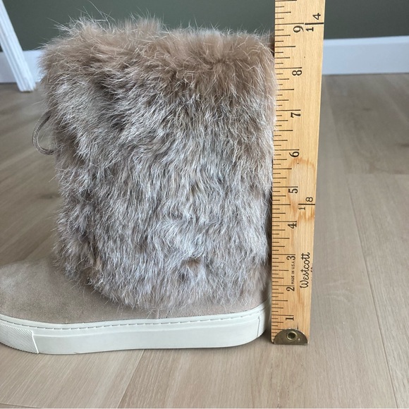 Tory Burch Anjelica Fur Suede Leather Boots Tan Taupe Gray size 7 - Picture 12 of 12